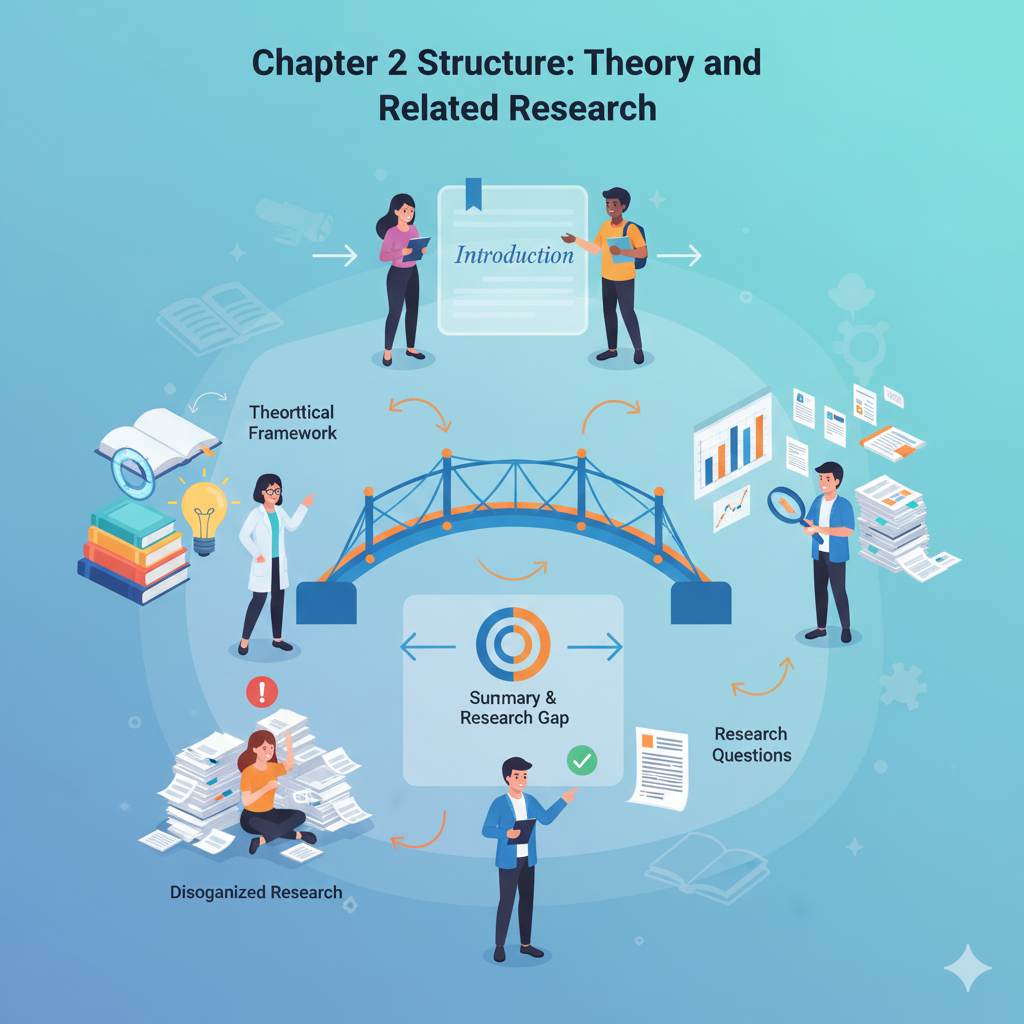 โครงสร้างบทที่ 2 งานวิจัย ทฤษฎีและงานวิจัยที่เกี่ยวข้อง สำหรับนักศึกษา ปริญญาตรี–ปริญญาเอก
