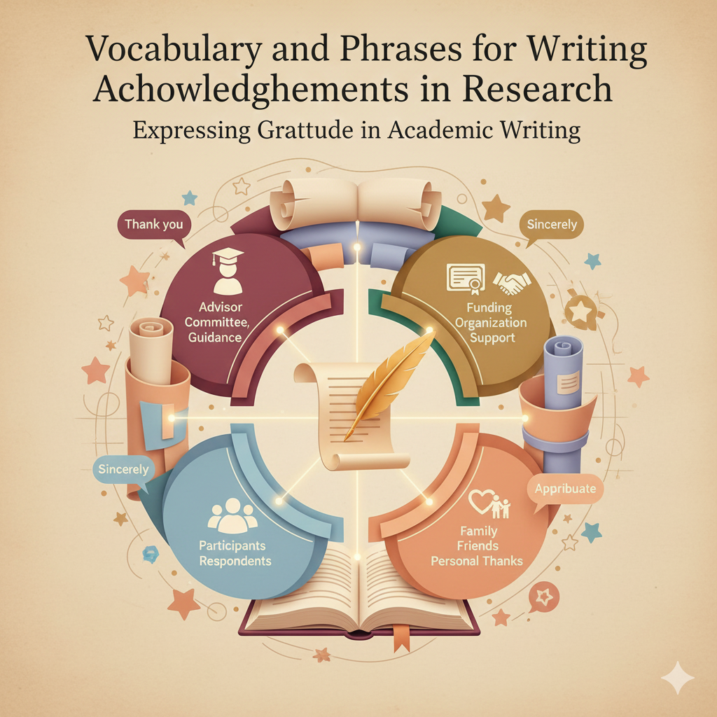 คำศัพท์และสำนวนที่ใช้ในการเขียนกิตติกรรมประกาศงานวิจัย สำหรับนักศึกษาและวิทยานิพนธ์