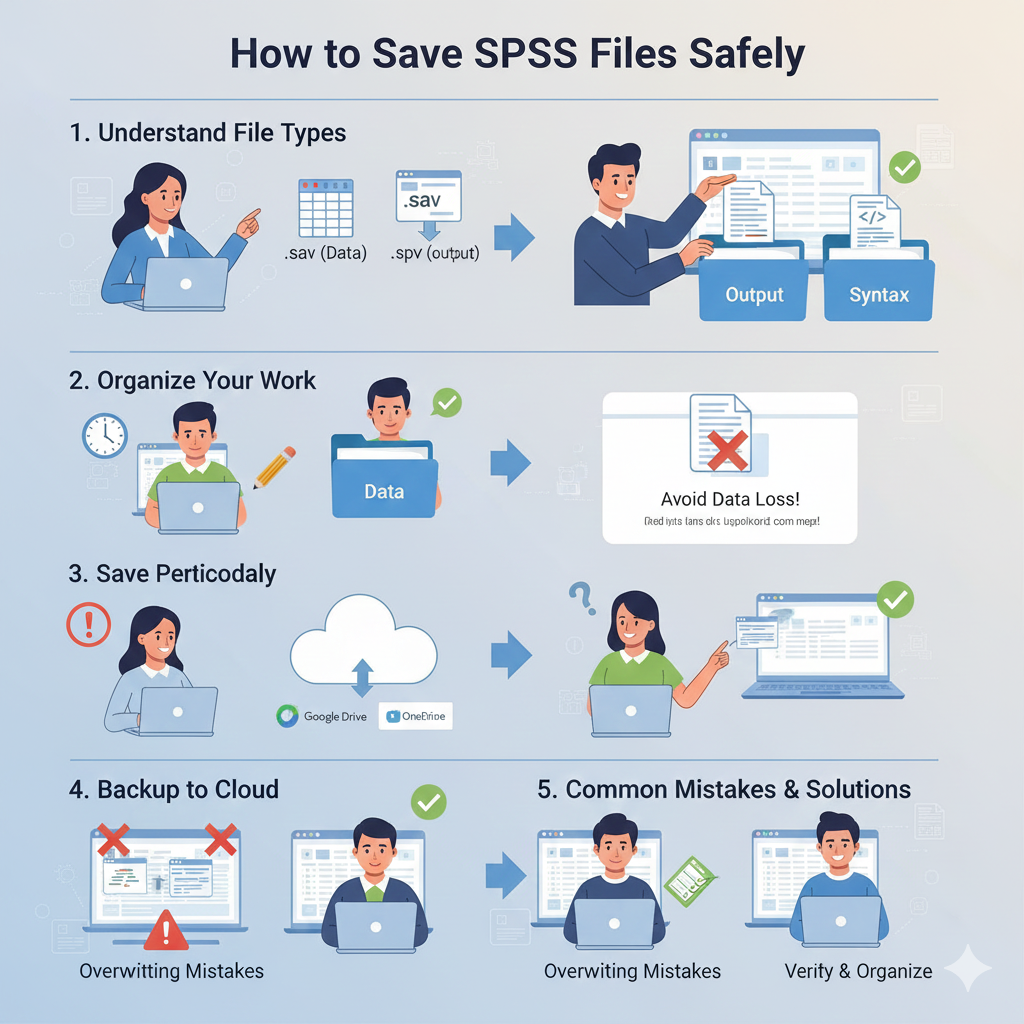 วิธีบันทึกไฟล์ SPSS อย่างถูกต้องและปลอดภัย สำหรับนักศึกษาและนักวิจัย ลดความเสี่ยงข้อมูลหาย