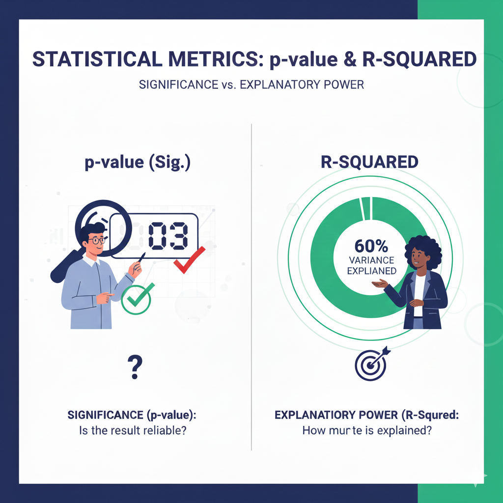 อธิบายค่า Sig., p-value และ R² แบบเข้าใจง่ายสำหรับการแปลผลสถิติในงานวิจัย