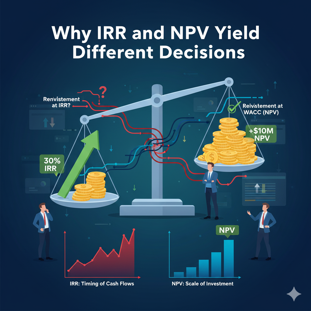 ทำไม IRR และ NPV ให้ผลการตัดสินใจลงทุนต่างกัน พร้อมเปรียบเทียบการประเมินโครงการลงทุนอย่างเข้าใจง่าย